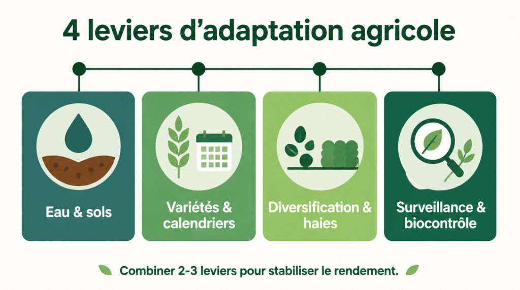 Schéma des principaux leviers d’adaptation agricole
