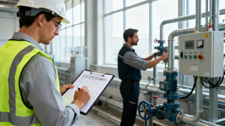 Audit environnemental en usine avec contrôle et checklist