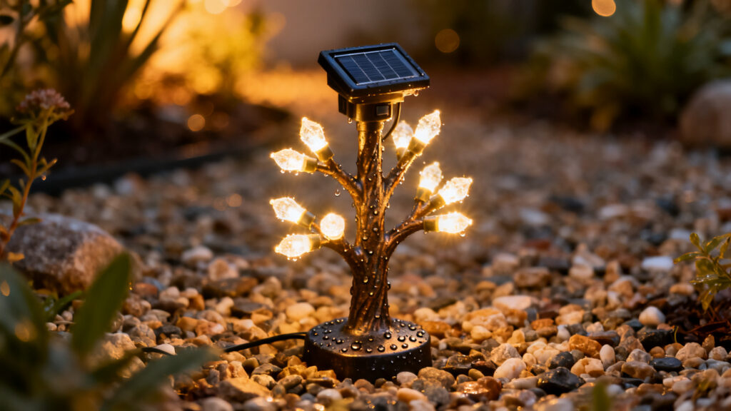 Objet d’éclairage extérieur solaire IP65 au crépuscule