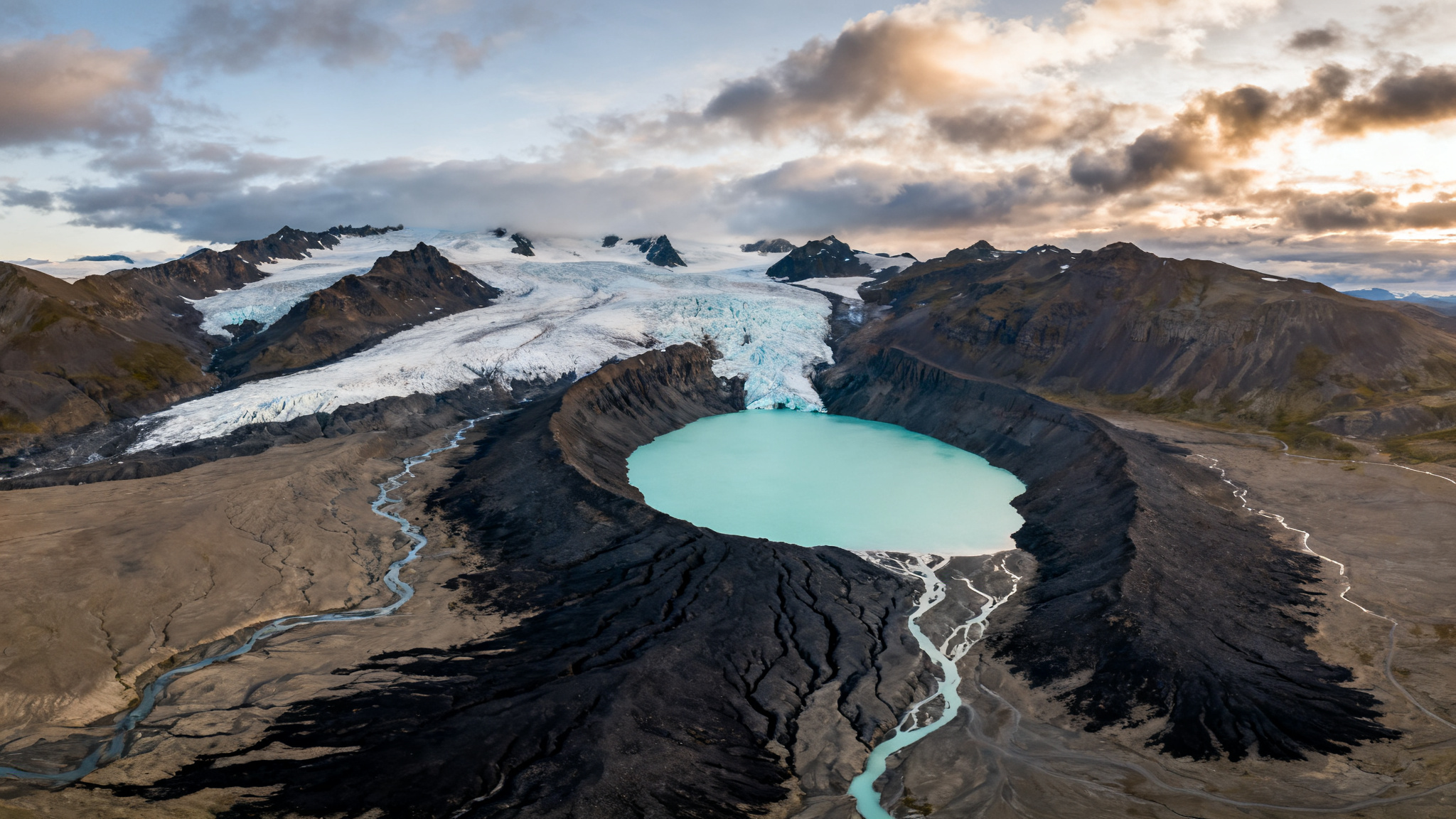 Glacier en recul illustrant la fonte des glaciers dans le monde