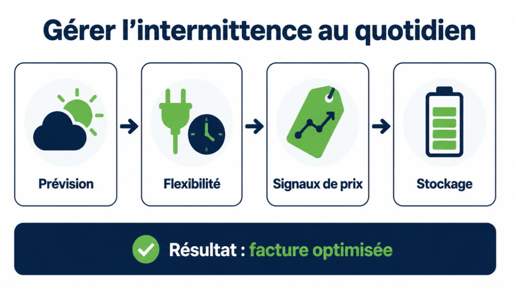 Infographie des leviers de flexibilité de la demande et stockage