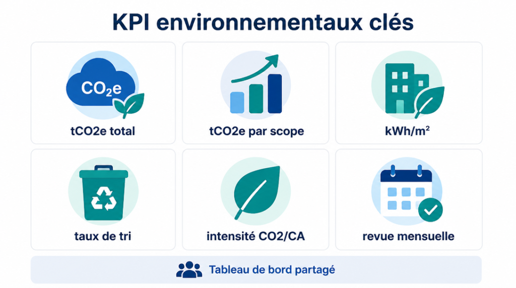 Tableau de bord KPI environnementaux simple et actionnable