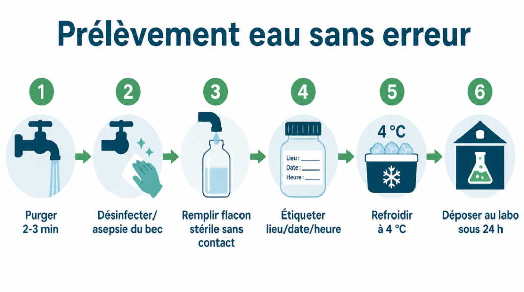 Étapes et chaîne du froid pour un prélèvement d’eau