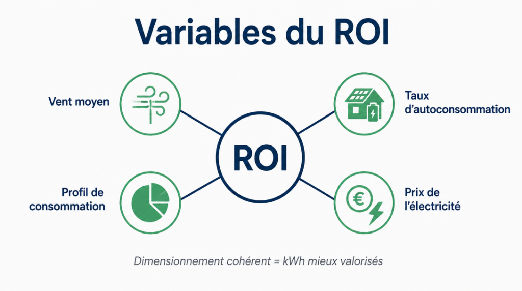 Infographie variables du ROI d’une éolienne domestique