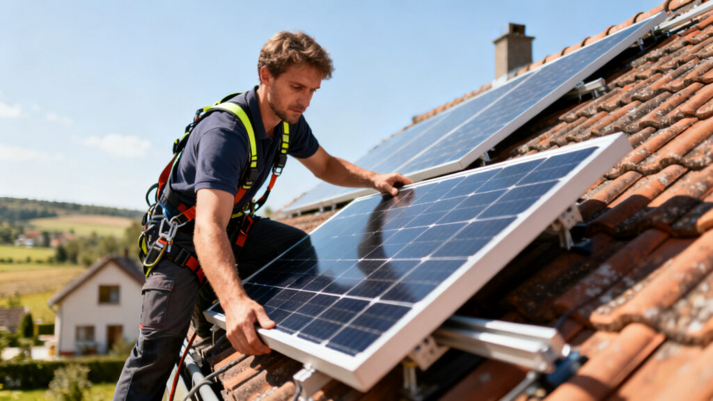Installation photovoltaïque sur maison, mix électrique renouvelable