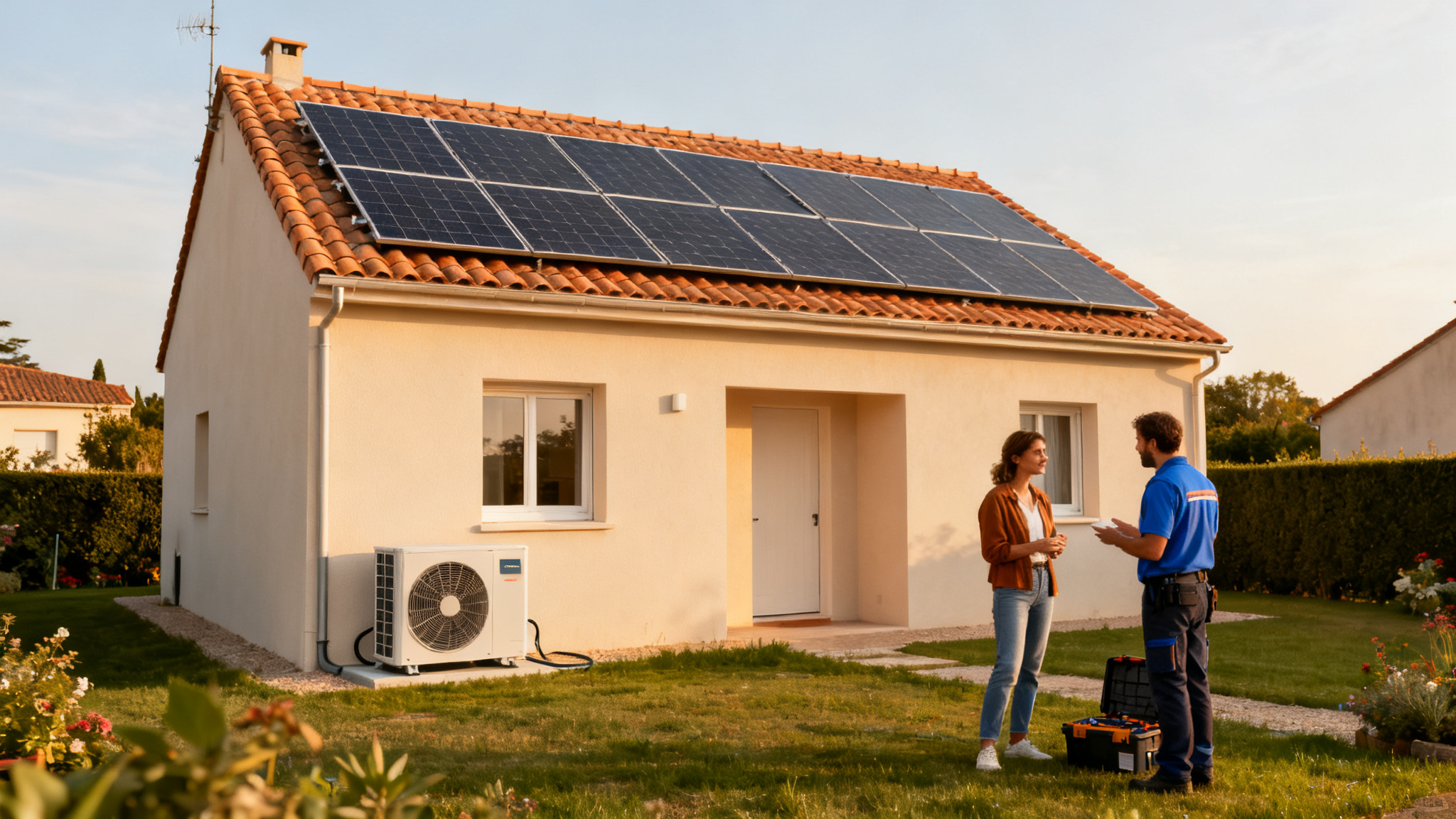 Maison avec panneaux solaires, reflet de la loi de transition énergétique