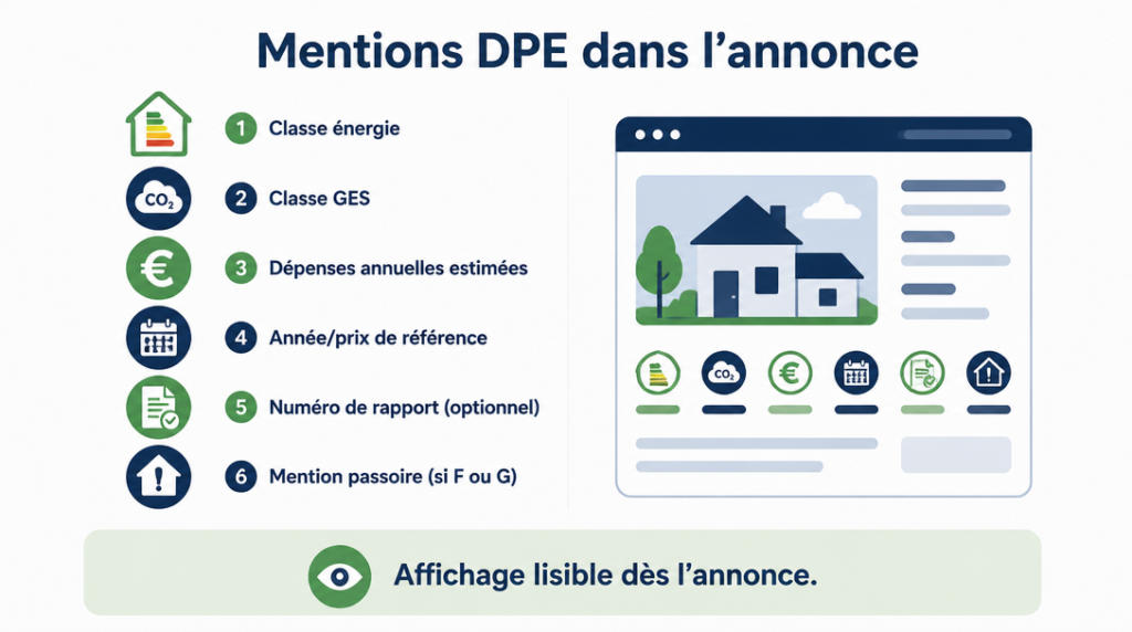 Checklist des mentions DPE à afficher dans l’annonce