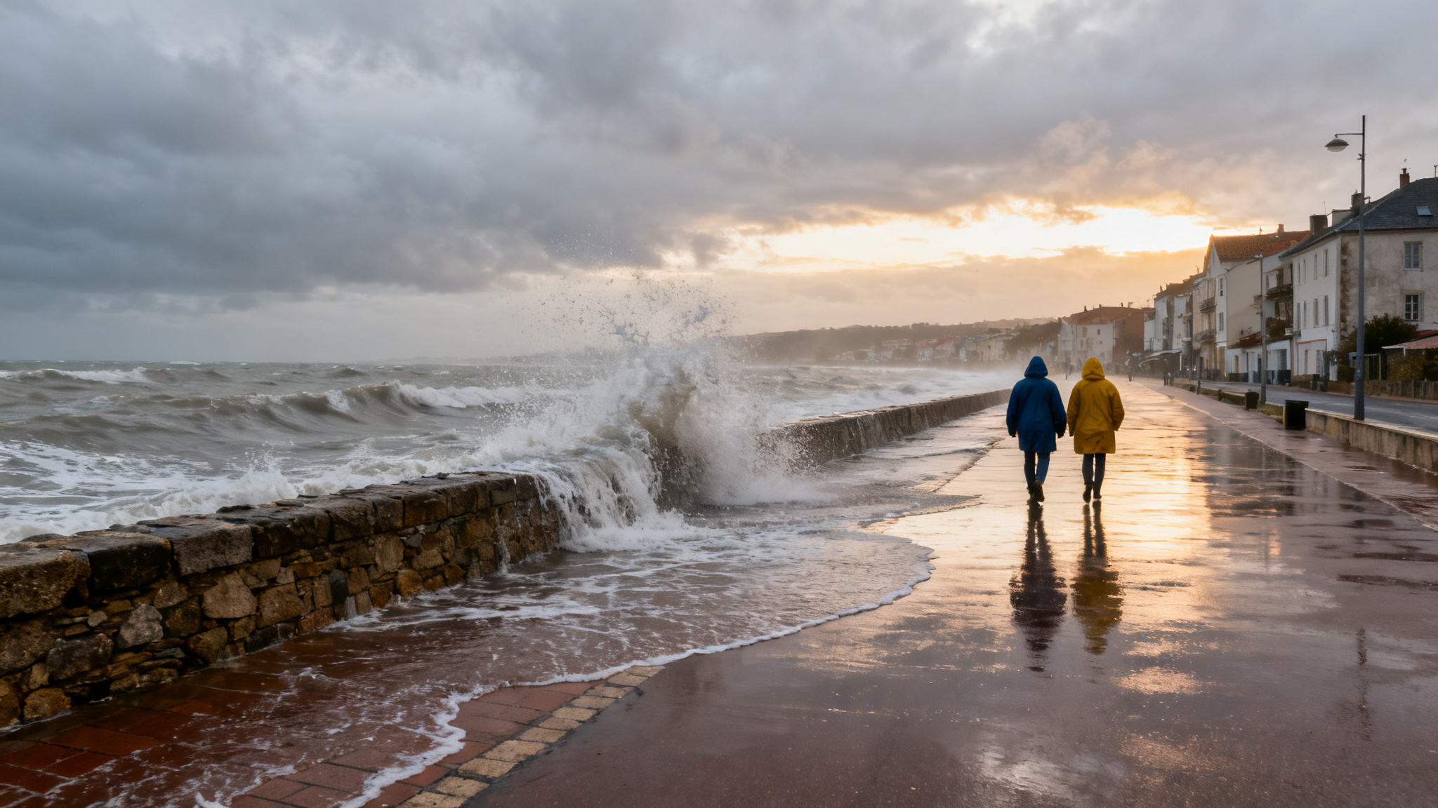 Côte urbaine illustrant la montée du niveau de la mer en France