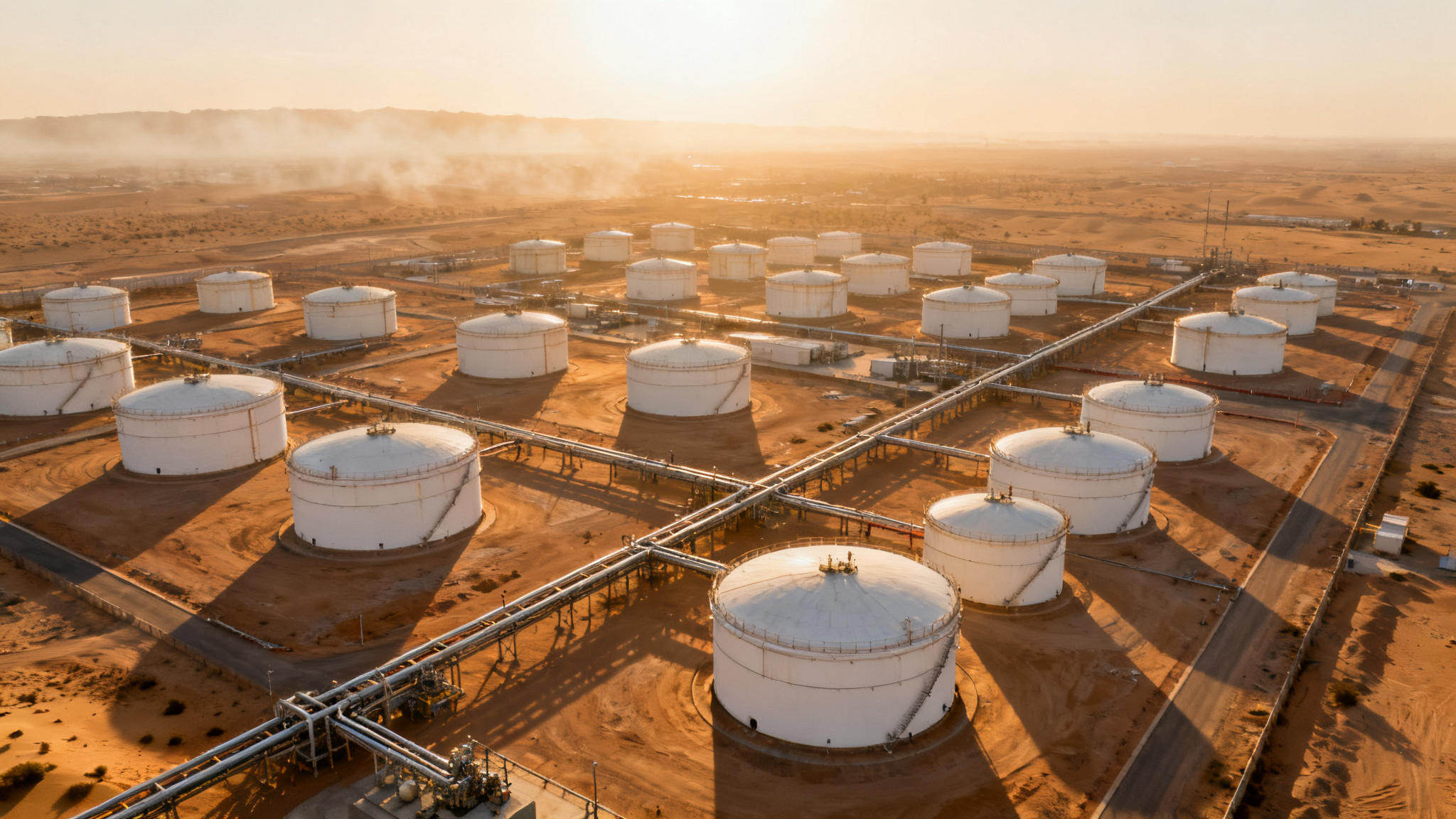 Terminal pétrolier illustrant les réserves mondiales de pétrole