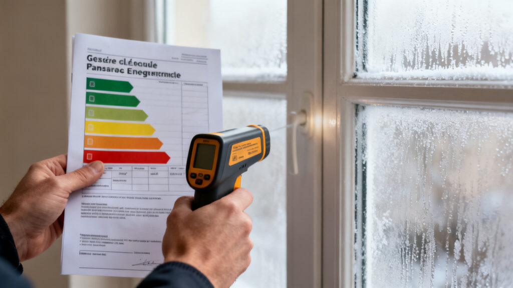 Preuve DPE et mesure thermique sur fenêtre froide