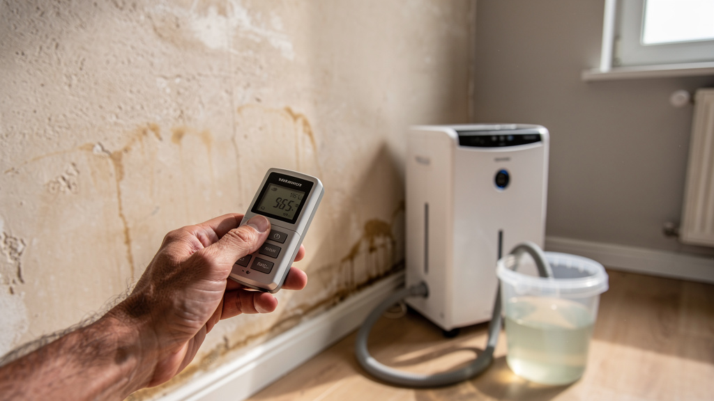 Déshumidifier un mur avec hygromètre et appareil