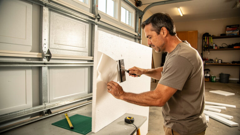 Pose d’un isolant mince pour l’isolation de porte de garage