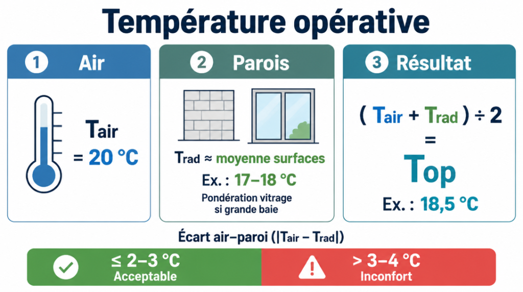 Schéma de calcul de la température opérative et seuils