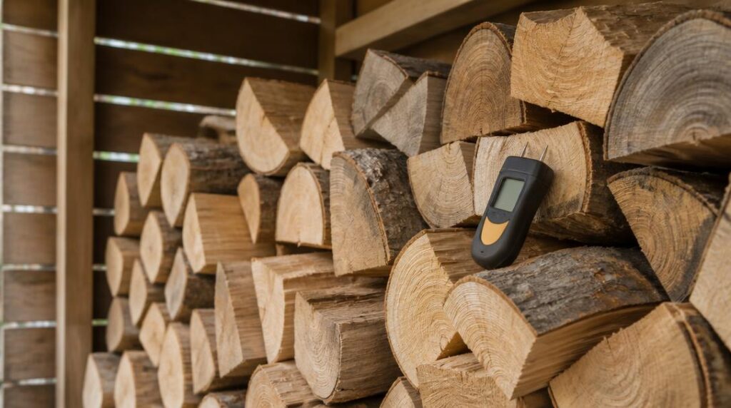 Bois de chauffage sec en bûches de feuillus durs