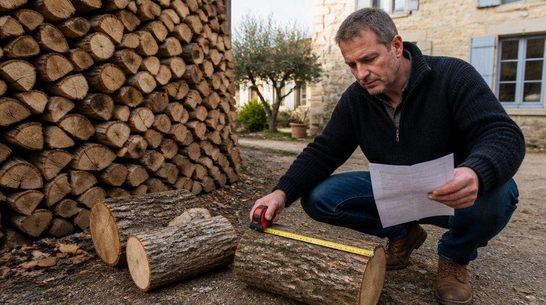 Prix d'un stère de bois devant bûches empilées